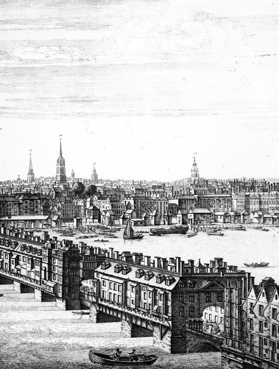 Utsikt over Old London Bridge av English School