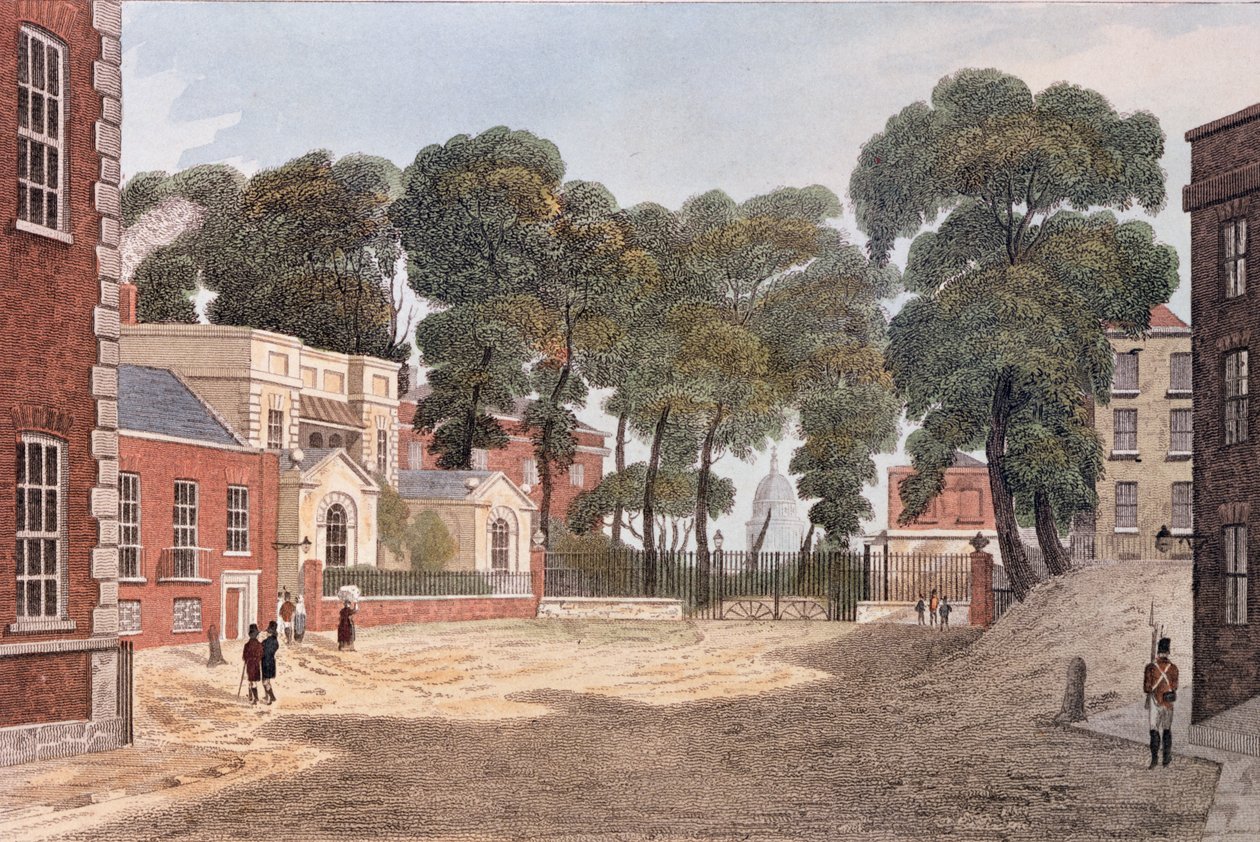 Utsikt over Whitehall Yard, illustrasjon fra 