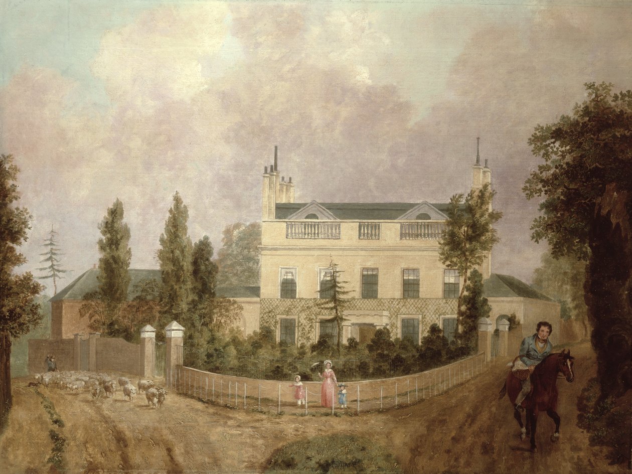 Utsikt over et landsted, ca. 1840 av English School