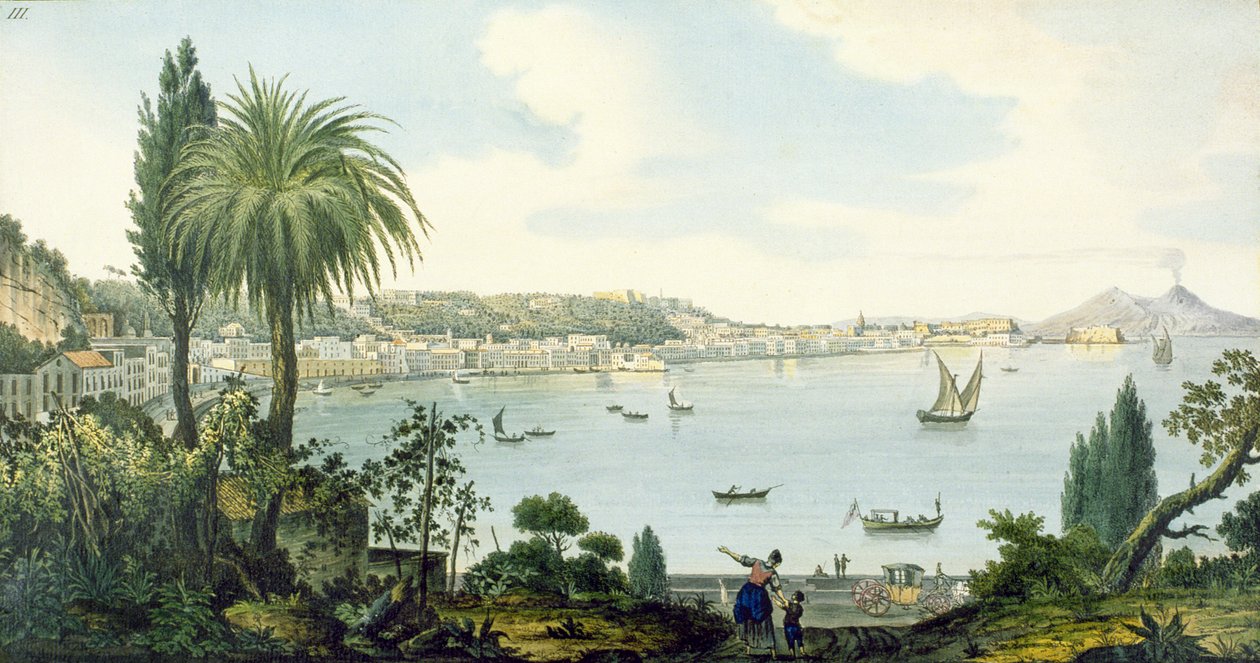 Utsikt over Napolibukta og Vesuv, plate III fra Sir William Hamiltons Campi Flegrei (tillegg), 1779 (wc) av English School