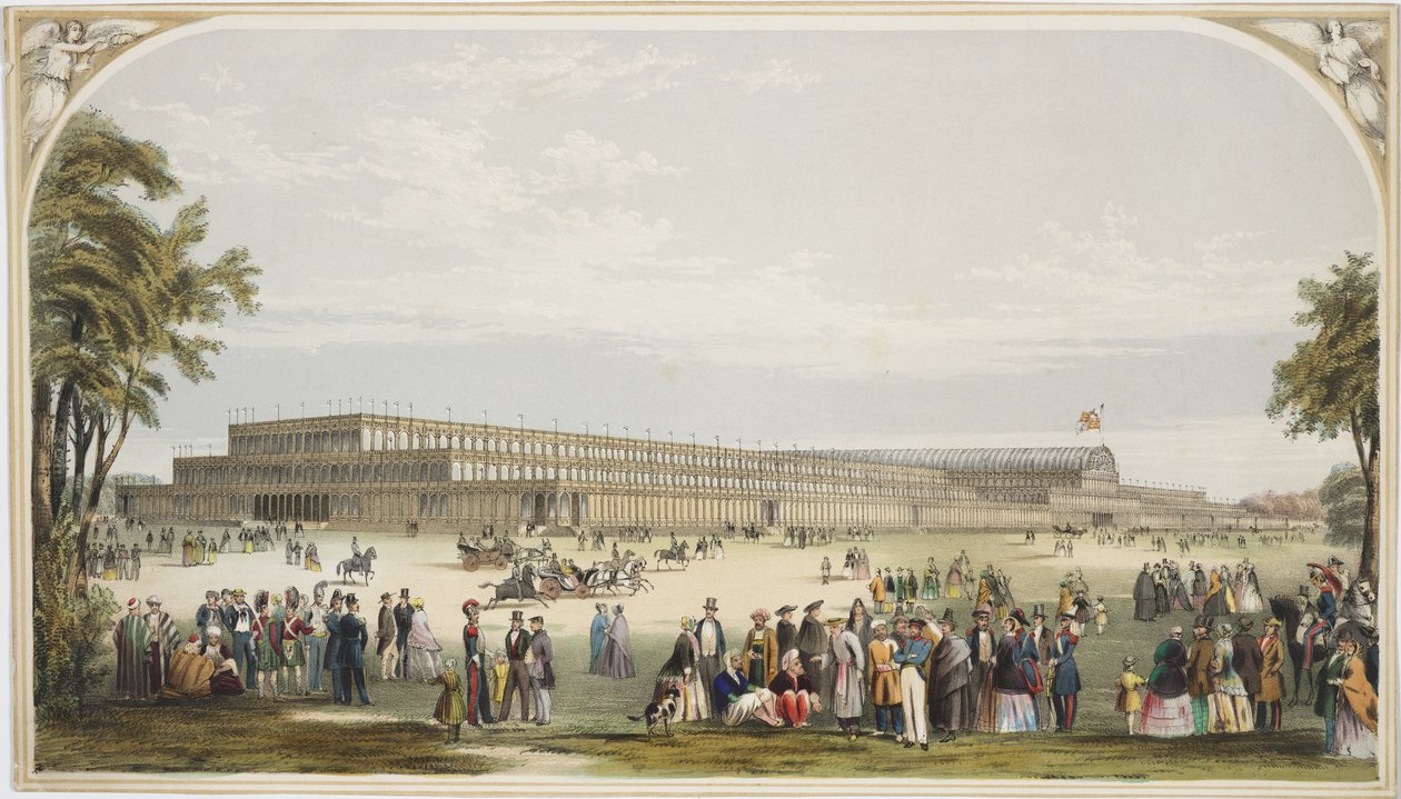 Utsikt over Crystal Palace, Hyde Park, 1851 av English School
