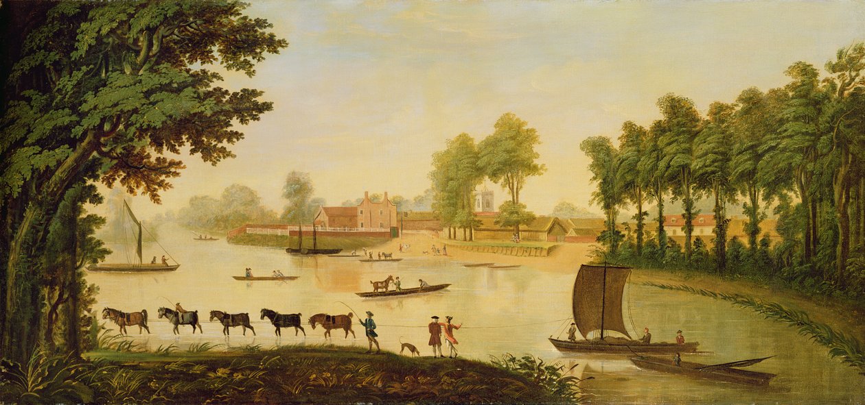 Utsikt over Shepperton ved Themsen, etter 1752 av English School