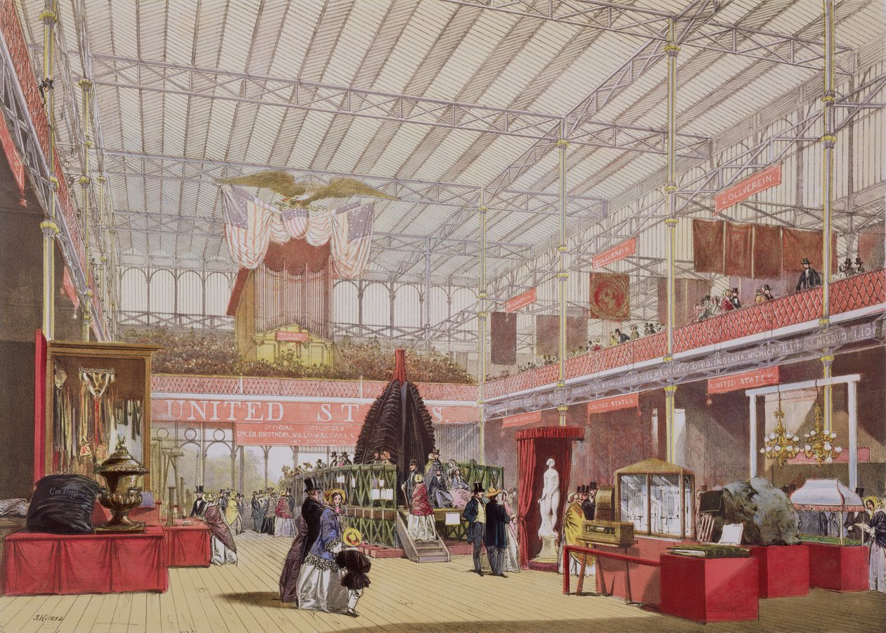 Utsikt over USA-delen av den store utstillingen i 1851, fra 