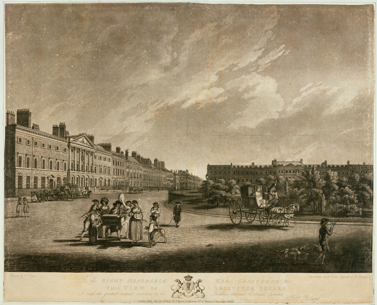 Utsikt over nordsiden av Grosvenor Square, 1789 av English School