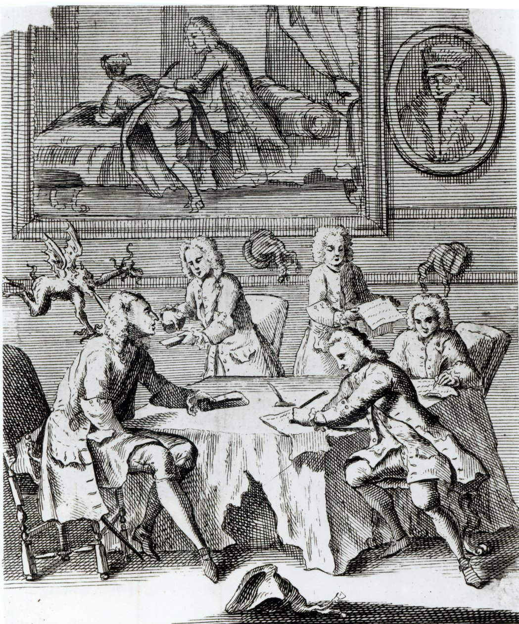 Whig Satire on Negotiations for Treaty of Utrecht, c.1713 av English School