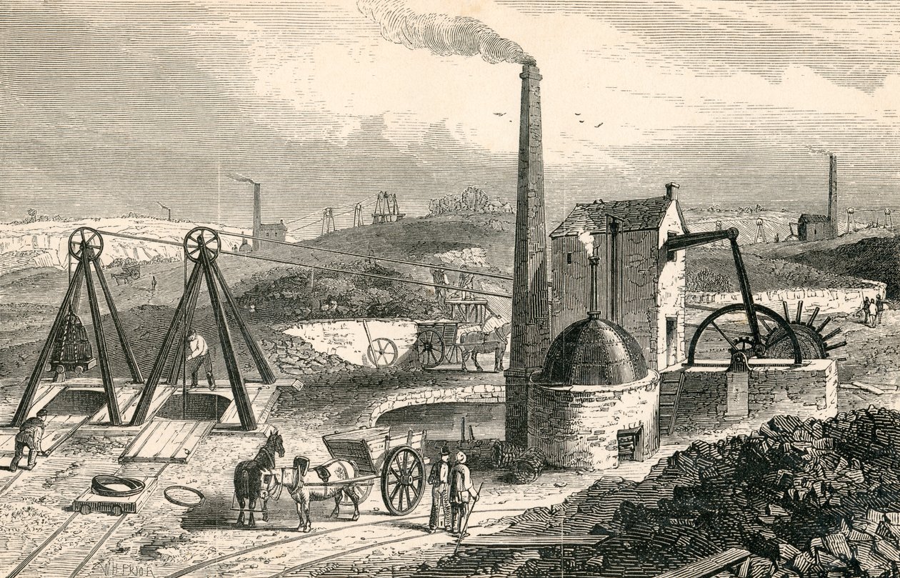 Whimsey eller motor som trekker kull i Staffordshire Collieries, fra 