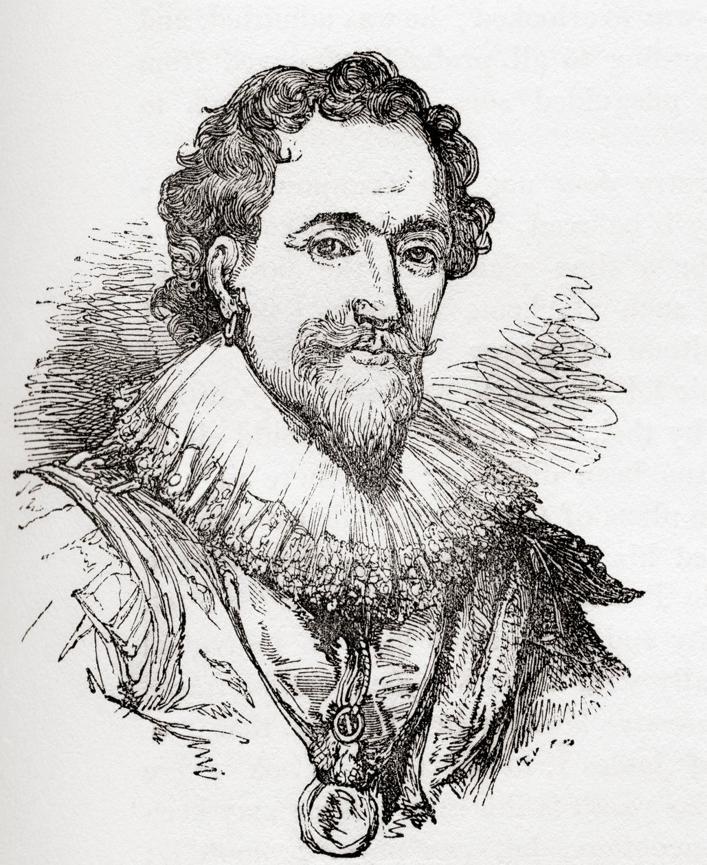 William Herbert, 3. jarl av Pembroke, 1580 - 1630. Engelsk adelsmann, politiker og hoffmann, fra Old England: A Pictorial Museum, pub. 1847 av English School