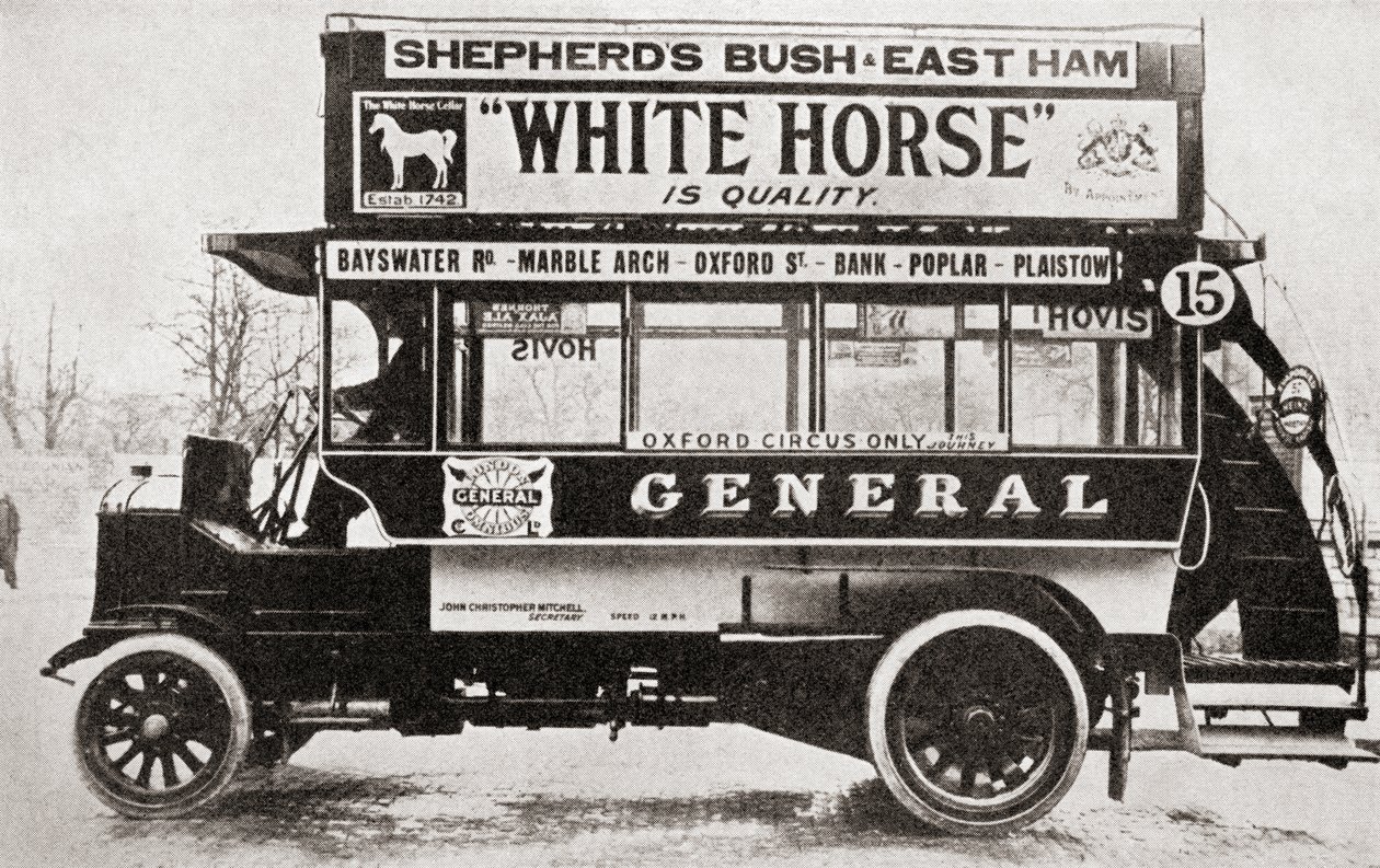 En omnibus, ca. 1910, fra The Story of Twenty Five Years, utgitt 1935 av English Photographer