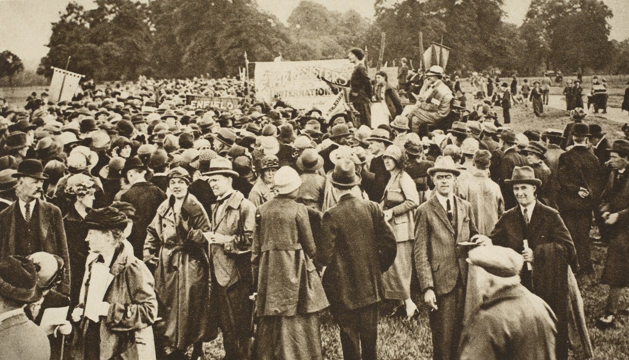 Antikrigsmøte i Hyde Park (sepia-bilde) av English Photographer