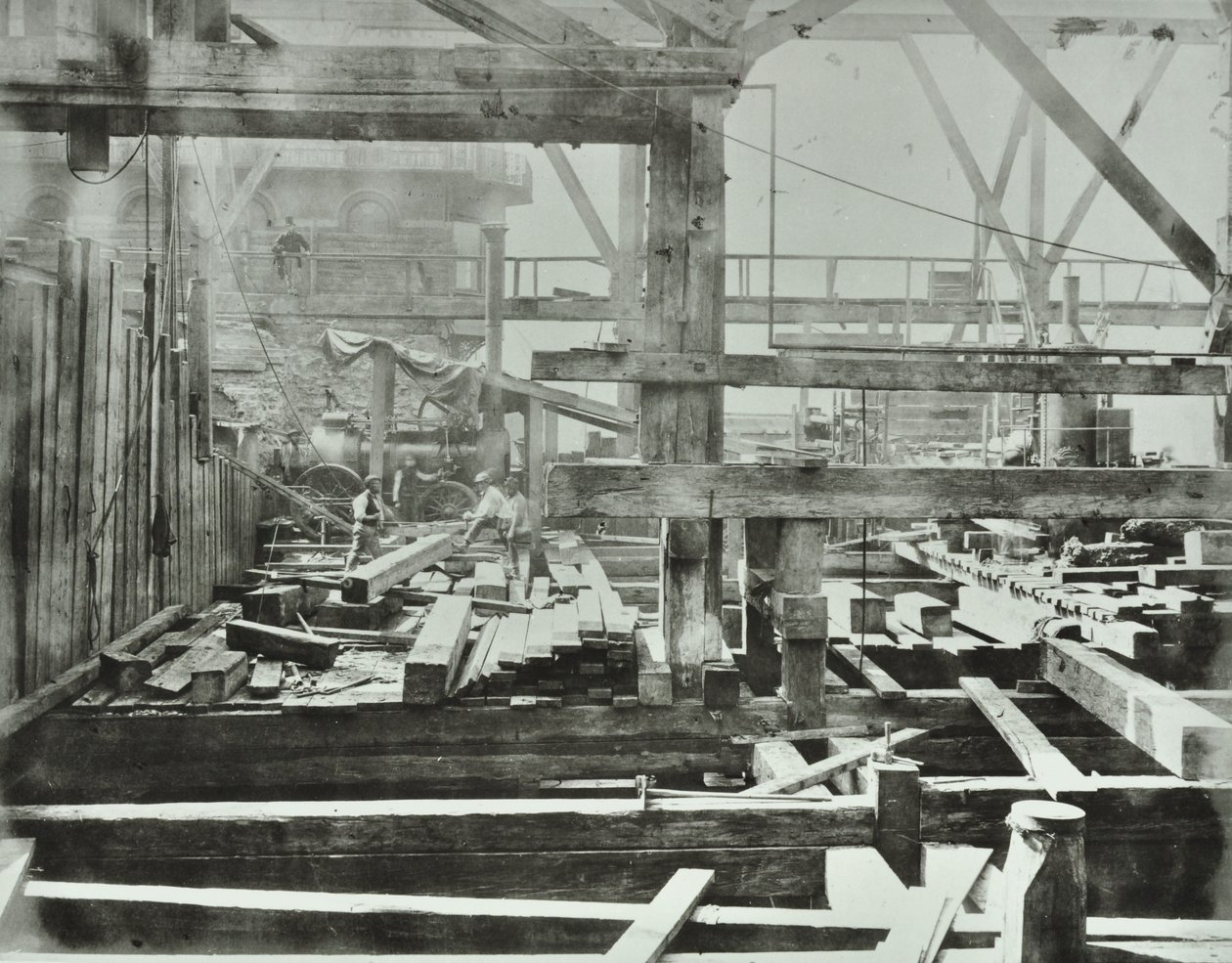 Blackfriars Bridge: byggearbeid pågår, 1869 av English Photographer