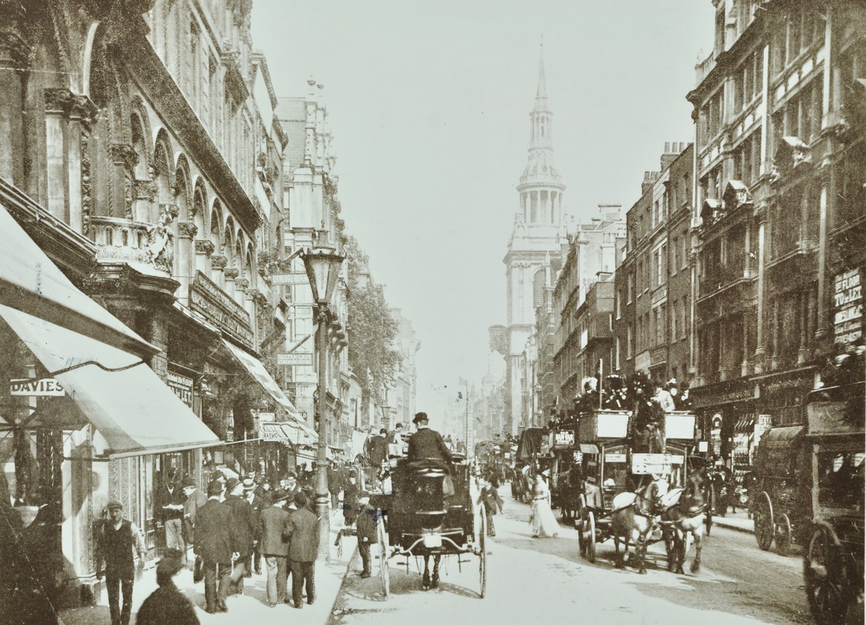 Cheapside, med utsikt mot øst, City of London, 1890 av English Photographer