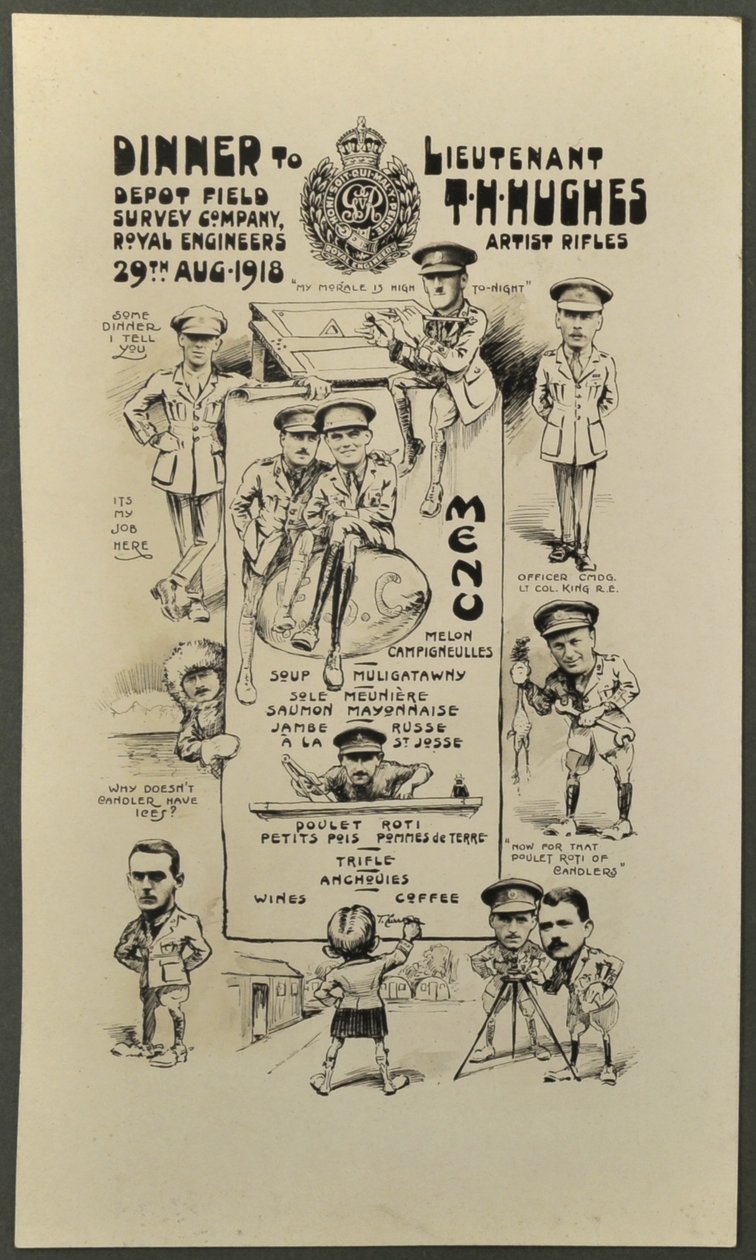 Middag til løytnant T. H. Hughes, Artist Rifles, Depot Field Survey Company, Royal Engineers, 29. august 1918 av English Photographer