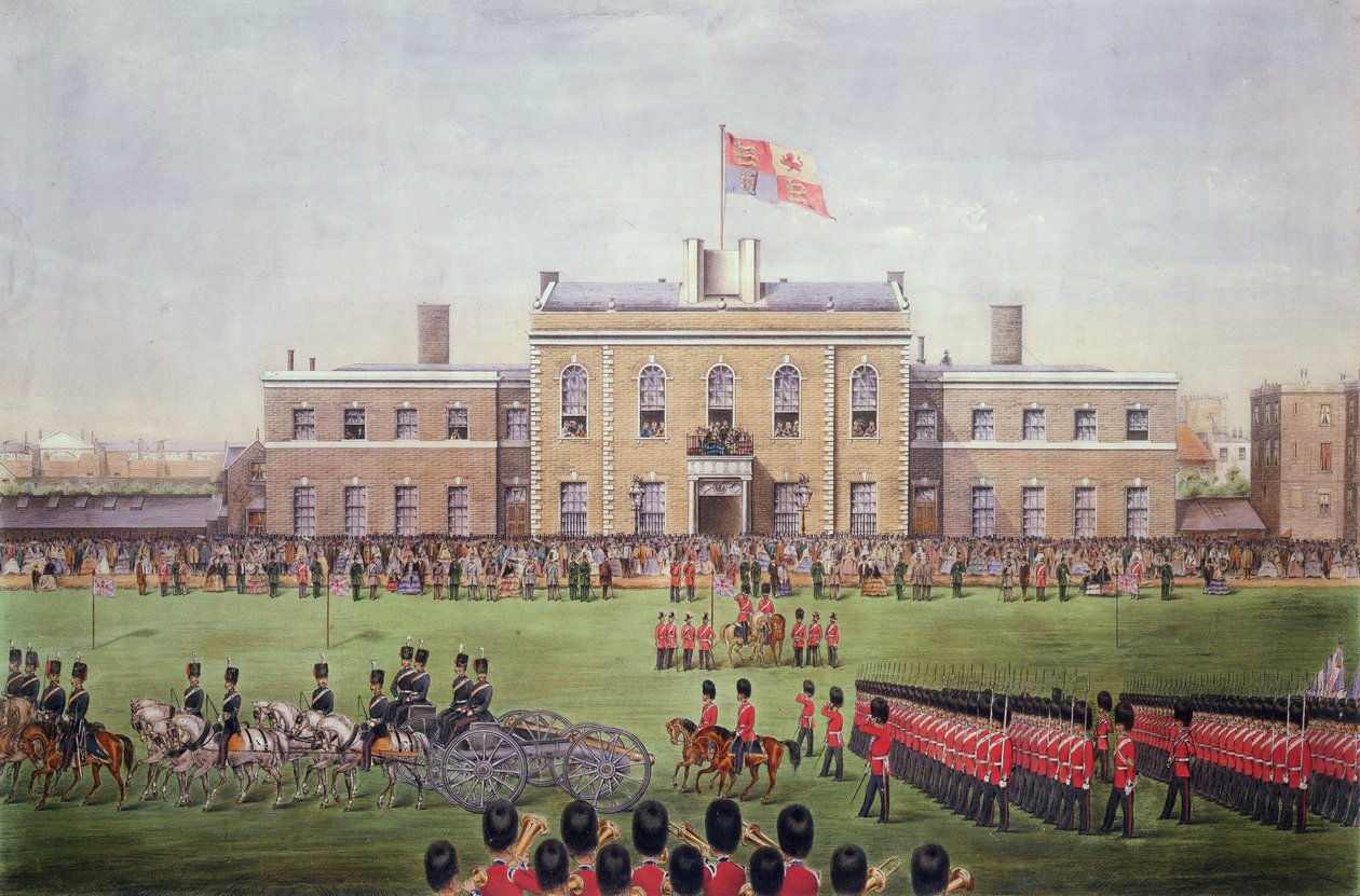 Grand Parade of the Hon Artillery Company, gravert av H. Billingsley etter et fotografi av Coleman, 1865 av English Photographer