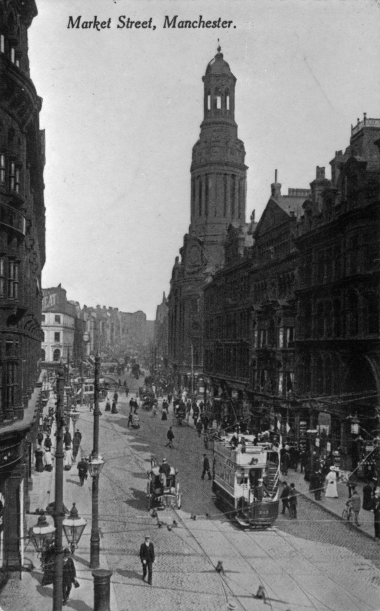 Market Street, Manchester, ca. 1910 (bw-bilde) av English Photographer