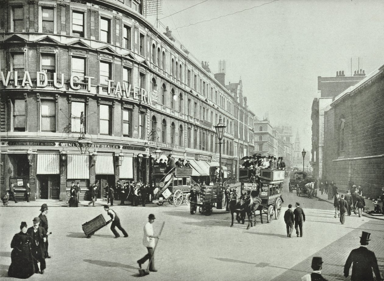 Newgate Street, med utsikt østover fra Old Bailey, City of London, 1890 av English Photographer