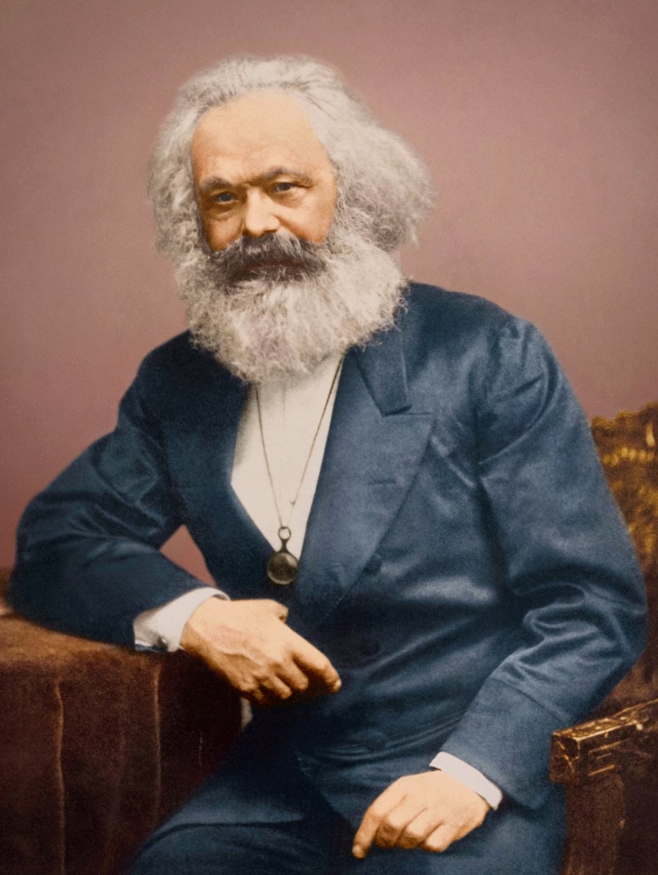 Portrett av Karl Marx i blå dress (bilde) av English Photographer
