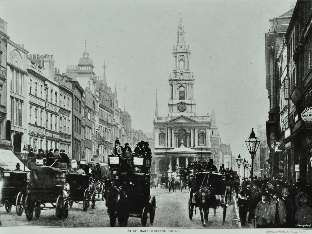 Saint Mary-le-Strand, Strand, Westminster LB: ser østover til Saint Mary-le-Strand, 1895 av English Photographer