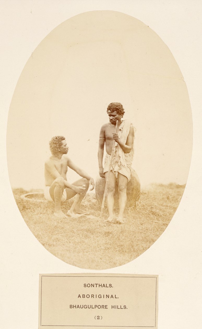 Sonthals, Aboriginal, Bhaugulpore Hills, fra The People of India, av J. Forbes Watson, utgitt 1868 (albumtrykk) av English Photographer