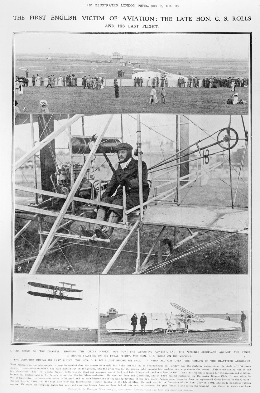 Det første engelske offeret for luftfart: Late Hon. C.S. Rolls, og hans siste flytur, fra The Illustrated London News, 16. juli 1910 av English Photographer