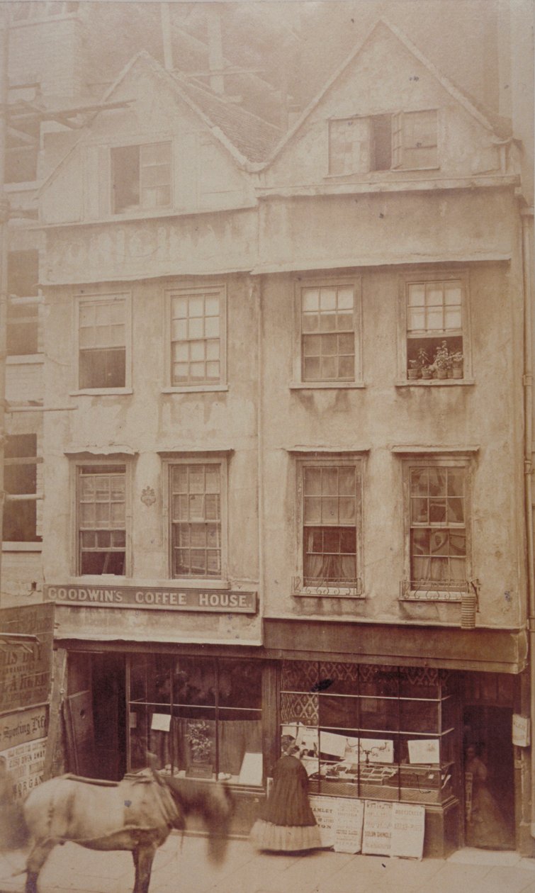Utsikt over Goodwins Coffee House, Aldersgate Street, ca. 1880 (sepiatrykk) av English Photographer