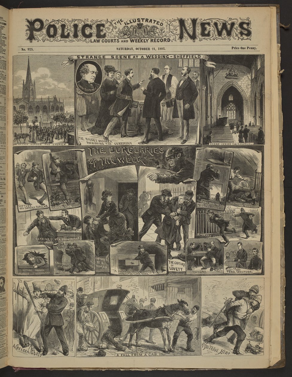 quot;ET CHELSEA-SPØKELSE.quot;, Illustrated Police News, 21. oktober 1882 (avispapir) av English School