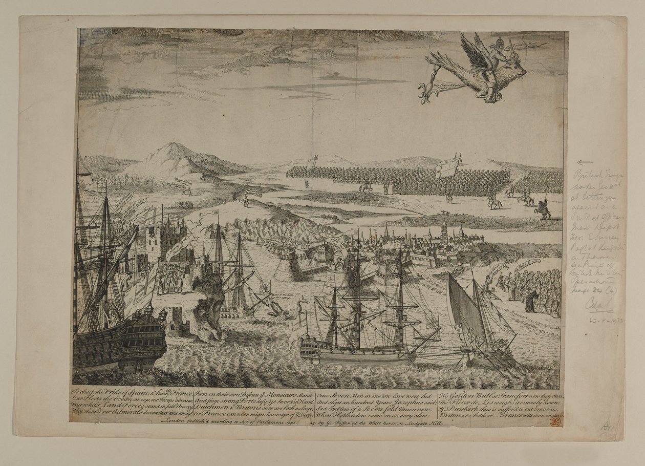 A Caricature of the War of the Austrian Succession, utgitt av G. Foster, London, 1743 av English School