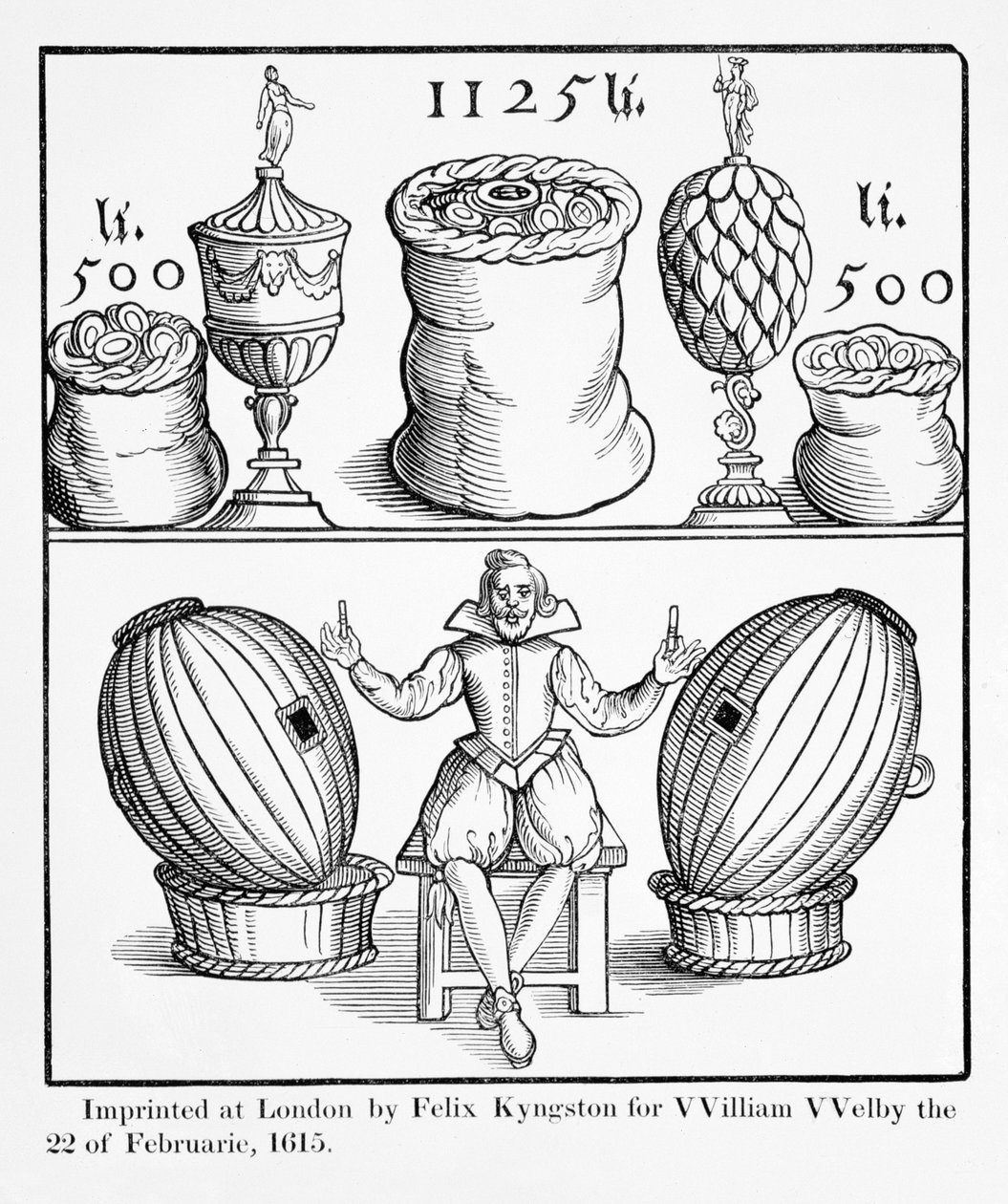 En erklæring som fastsetter datoen for neste tegning av det store stående lotteriet for Virginia, trykt av Felix Kyngston for William Welby, London, 1615 av English School