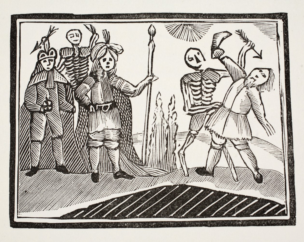 A Dialogue between A Blind Man and Death, illustrasjon fra Chap-books of the Eighteenth Century av John Ashton, pub. 1882 av English School