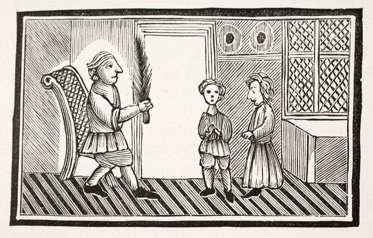 A Father and his Sons, illustrasjon fra Chap-books of the Eighteenth Century av John Ashton, pub. 1882 av English School