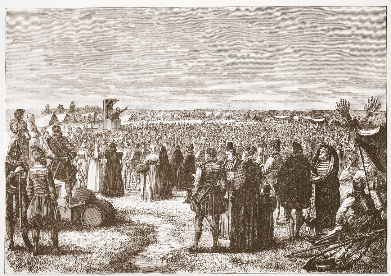 A Field-preaching near Ghent, illustrasjon fra The History of Protestantism av James Aitken Wylie (1808-1890), pub. 1878 av English School