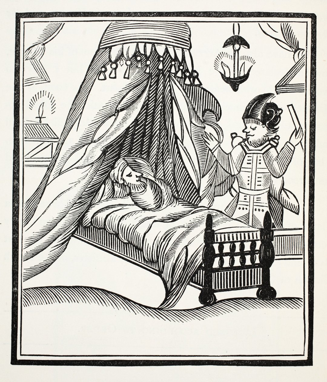 En fullstendig, sann og spesiell beretning, illustrasjon fra Chap-books of the Eighteenth Century av John Ashton, pub. 1882 av English School
