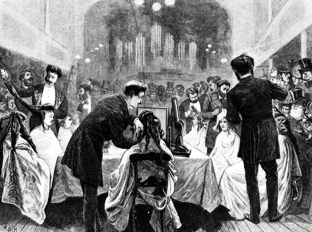 En frisørutstilling, 1872 av English School
