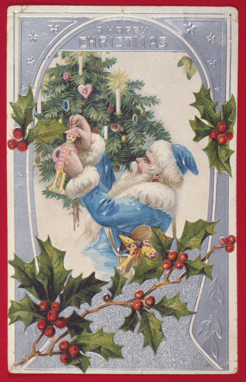 "A Happy Christmas", viktoriansk kort (chromolitho) av English School