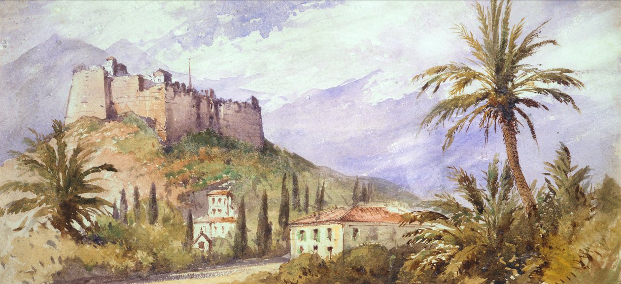 A Hill Fort in the Atlas Mountains, ca. 1860-70 (akvarell på papir) av English School