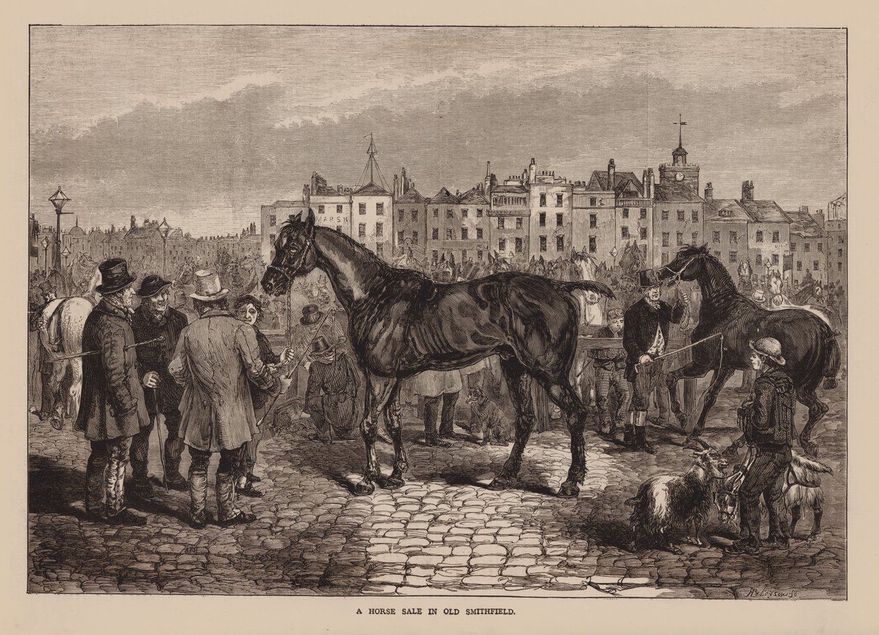 Et hestesalg i Old Smithfield (gravering) av English School