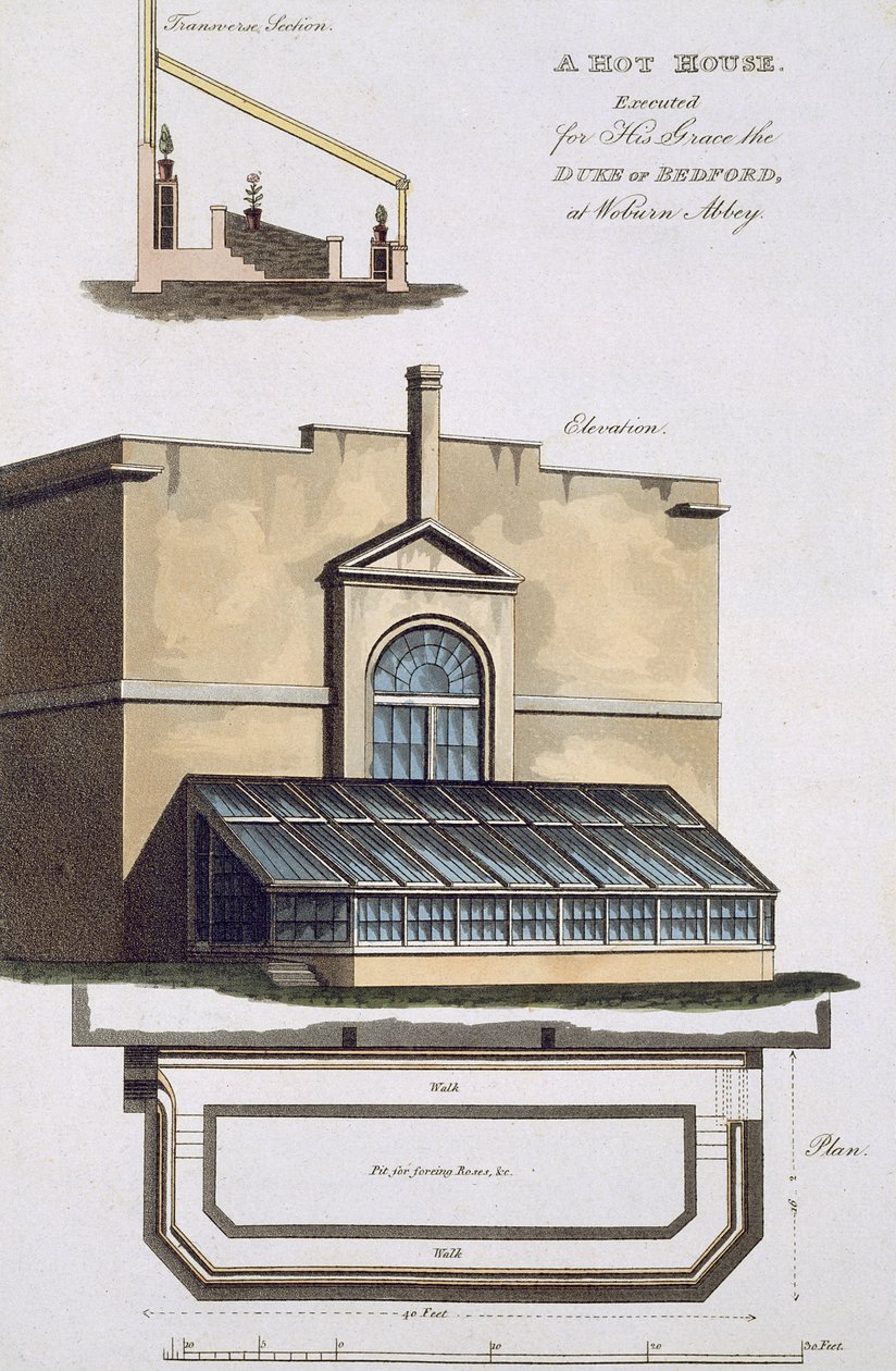Et varmt hus henrettet for sin nåde, hertugen av Bedford i Woburn Abbey, 1806 av English School