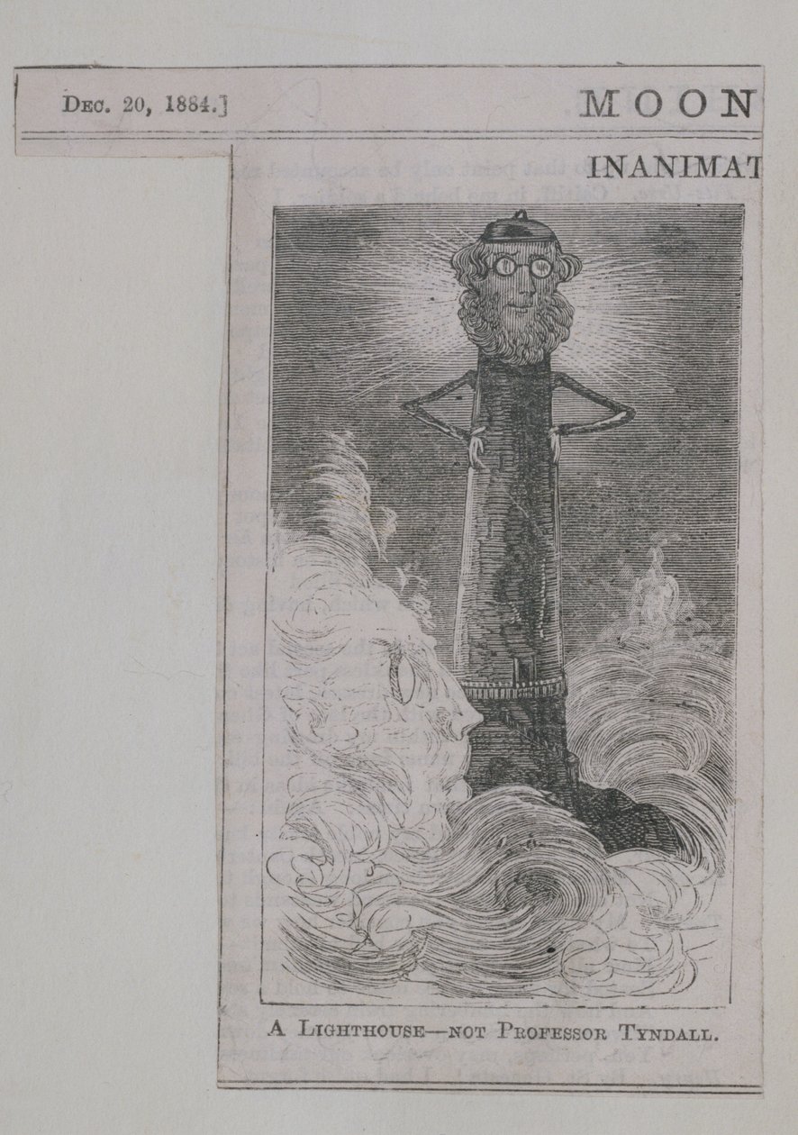 Et fyrtårn - ikke professor Tyndall, fra Moonshine, publisert 20. desember 1884 (tregravering) av English School