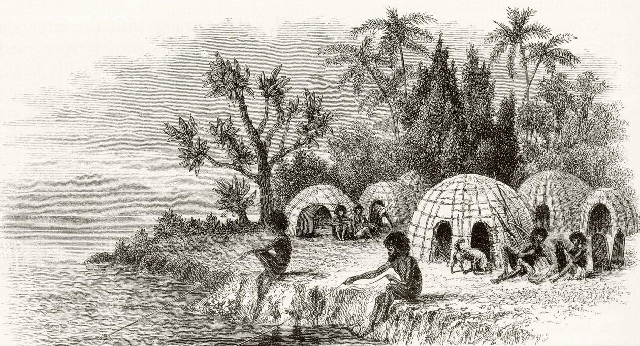 A Native Encampment in Queensland, ca. 1880, fra 