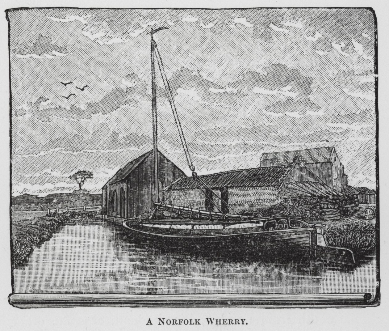 En Norfolk Wherry (gravering) av English School