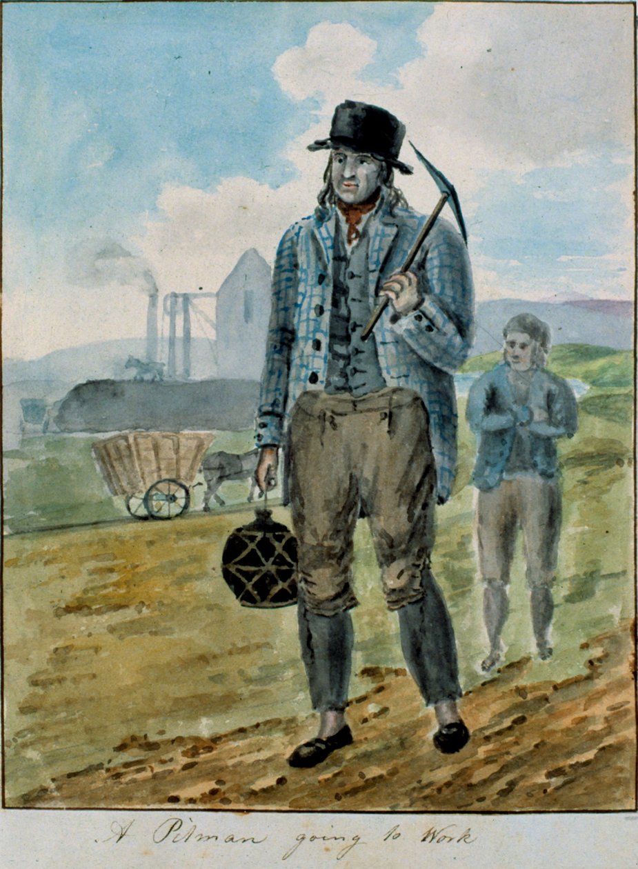 A Pitman Going to Work (akvarell på papir) av English School