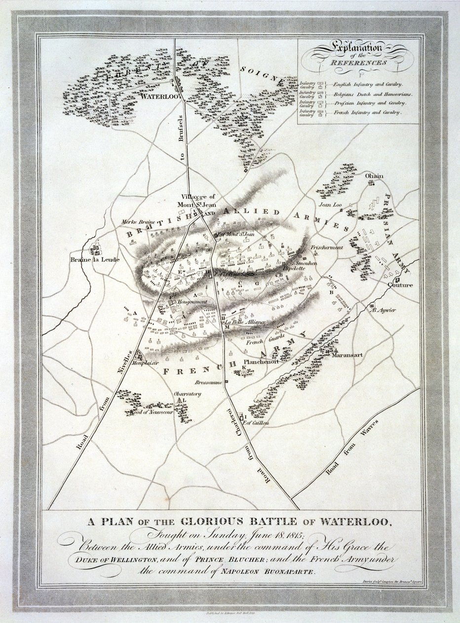 En plan for det strålende slaget ved Waterloo av English School