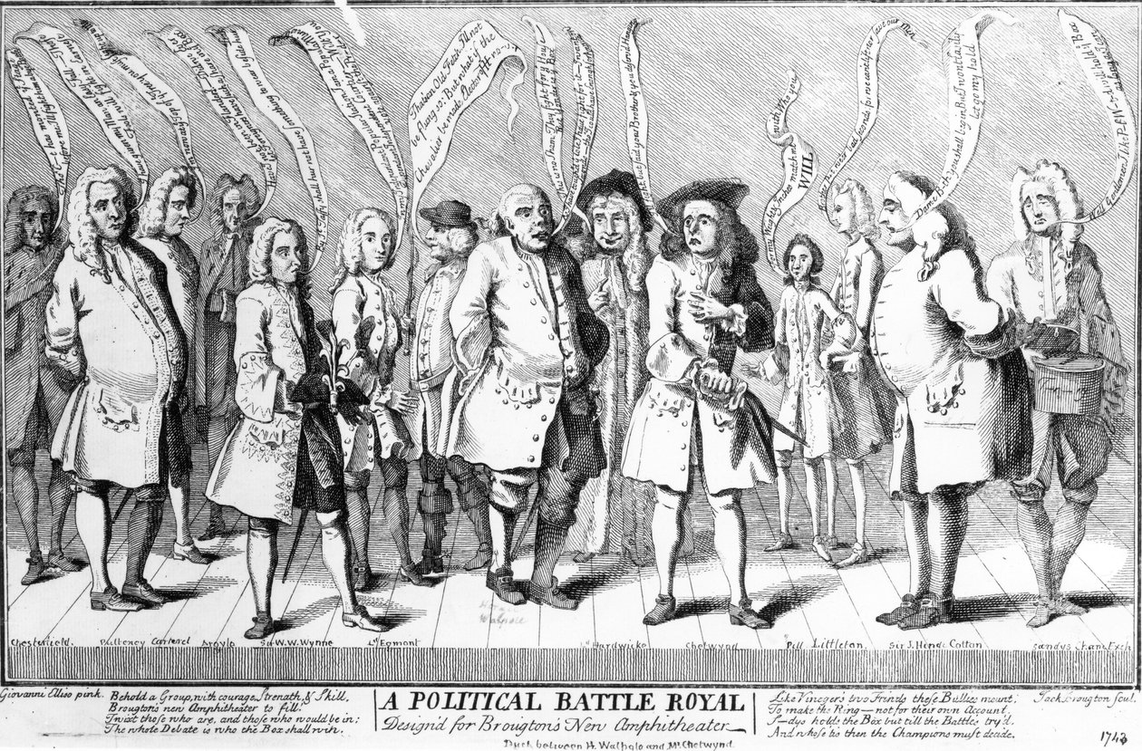 A Political Battle Royale designer for Broughtons New Amphitheatre, ca. 1743 av English School