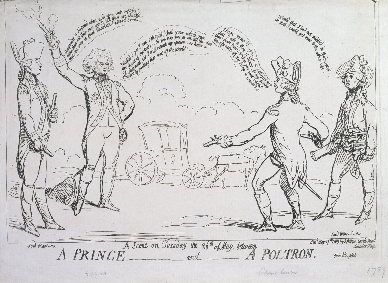 A Prince and a Poltron, utgitt av J. Aitken i 1789 av English School