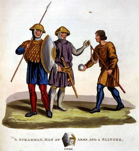 En spydmann, våpenmann og en anhuker av English School