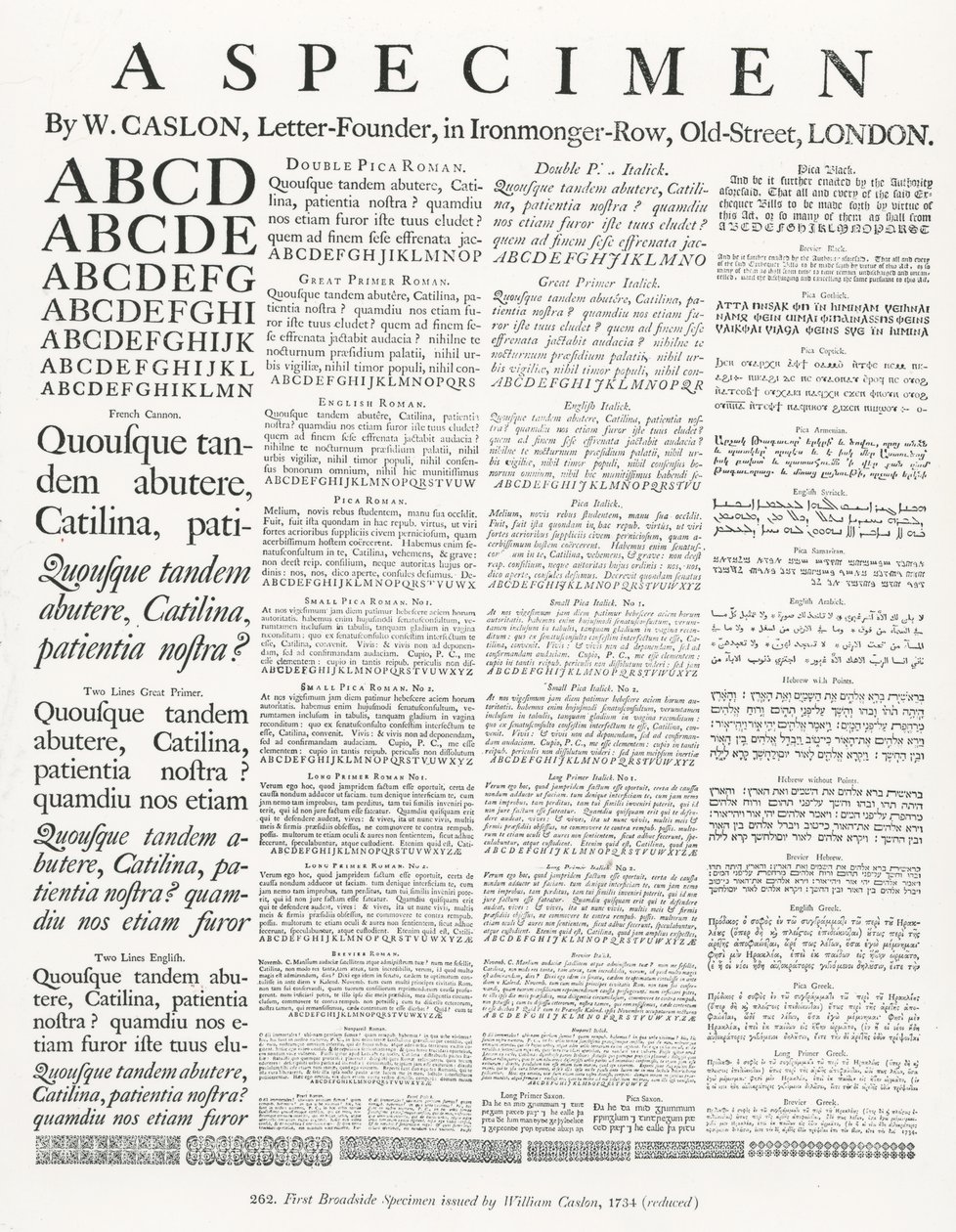 Et eksemplar av W.Caslon av English School