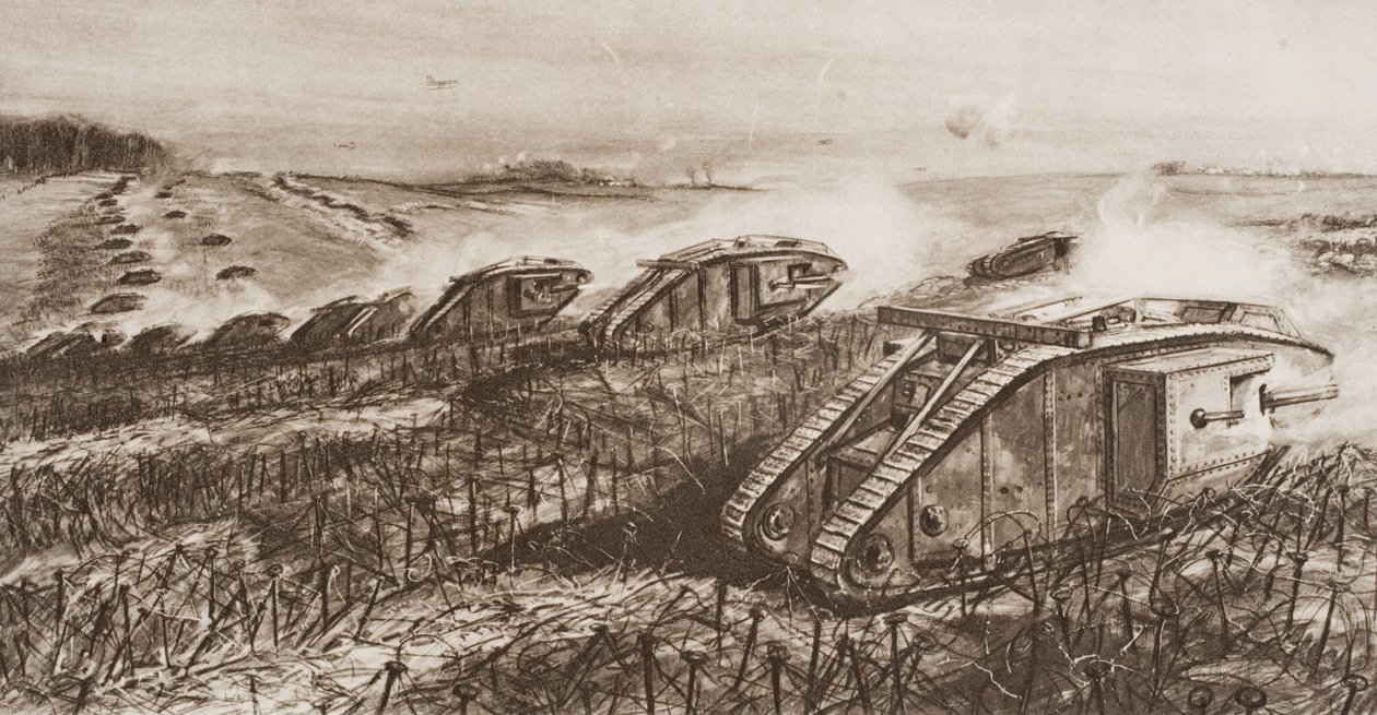 A Tank Offensive at Cambrai, Frankrike, illustrasjon fra 