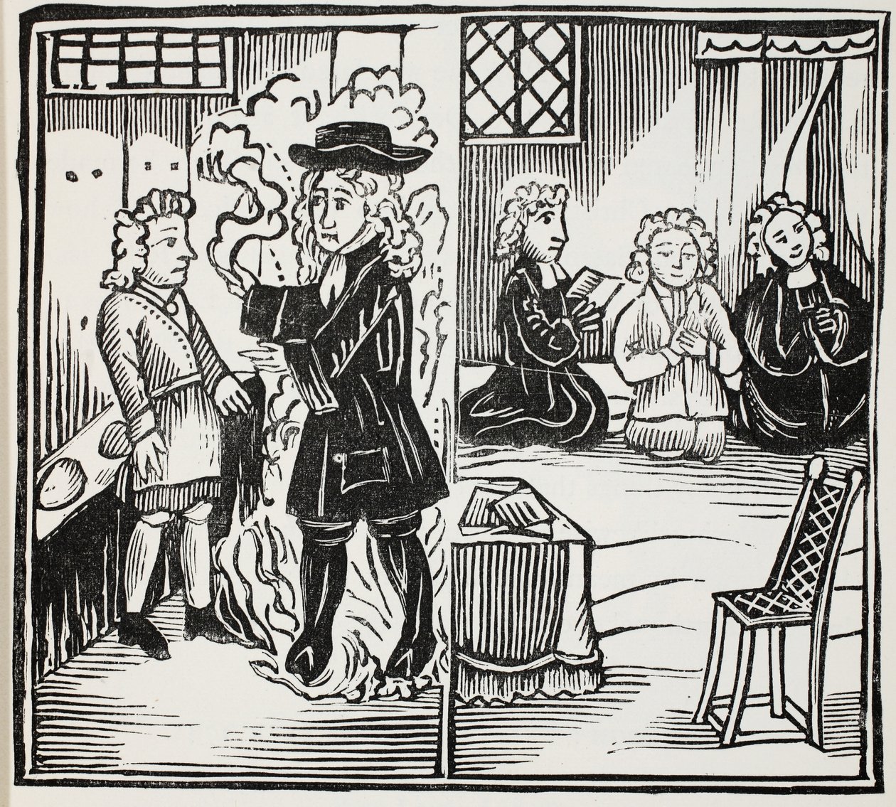 A Terrible and Seasonable Warning to Young Men, illustrasjon fra Chap-books of the Eighteenth Century av John Ashton, pub. 1882 av English School