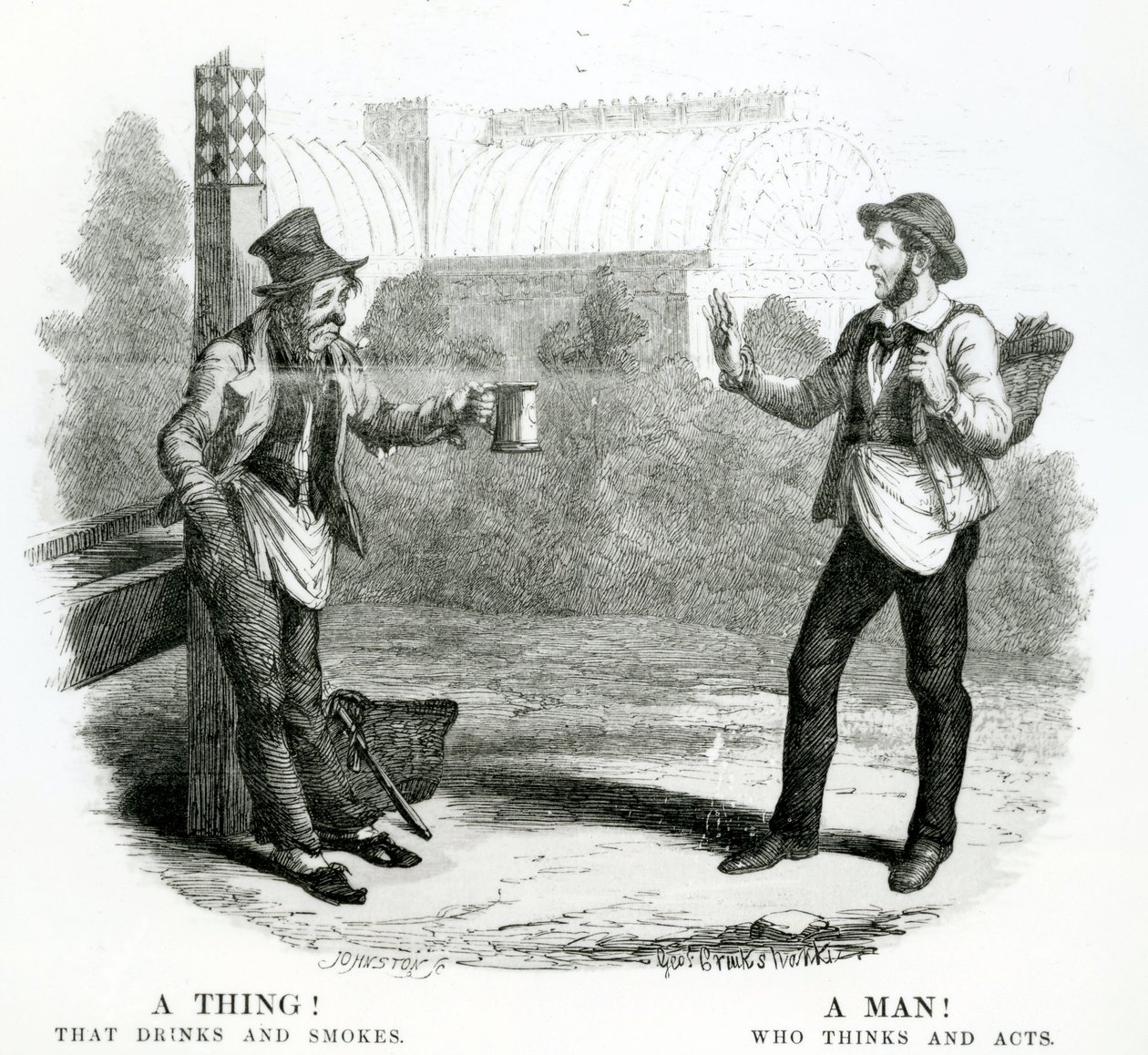 En ting! Som drikker og røyker; En mann! Hvem tenker og handler, 1800-tallet av English School
