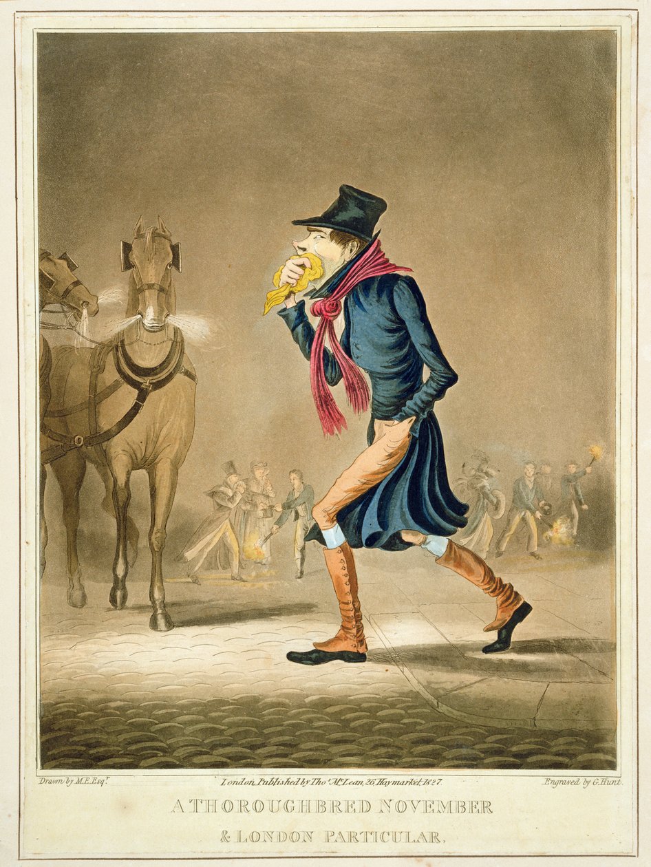 A Thoroughbred November & London Particular, gravert av George Hunt, utgitt av Thomas McLean, London, 1827 av English School