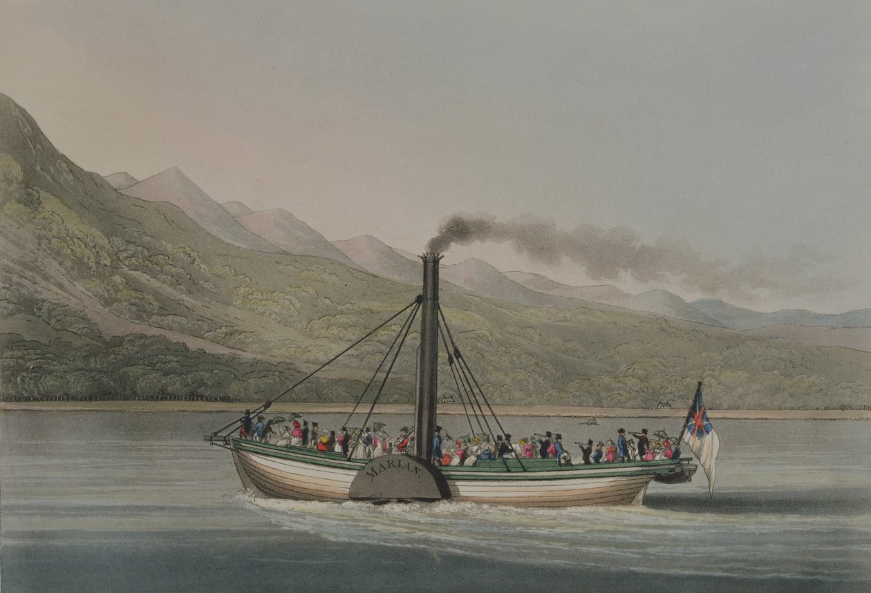 A Trip up Loch Lomond, gravert av G. Hunt, ca. 1830-tallet (fargegravering) av English School
